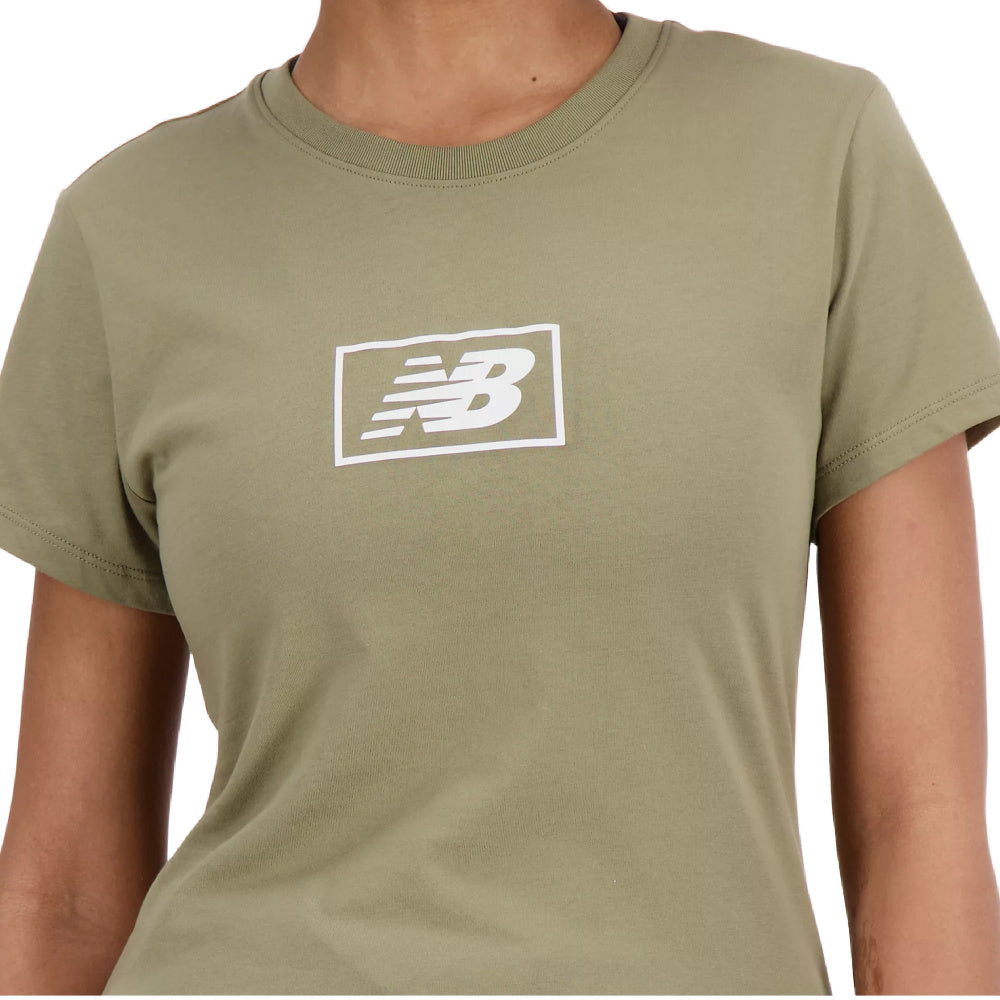 New Balance | Womens Essentials Cotton Jersey Athletic Fit Tee (Covert Green)