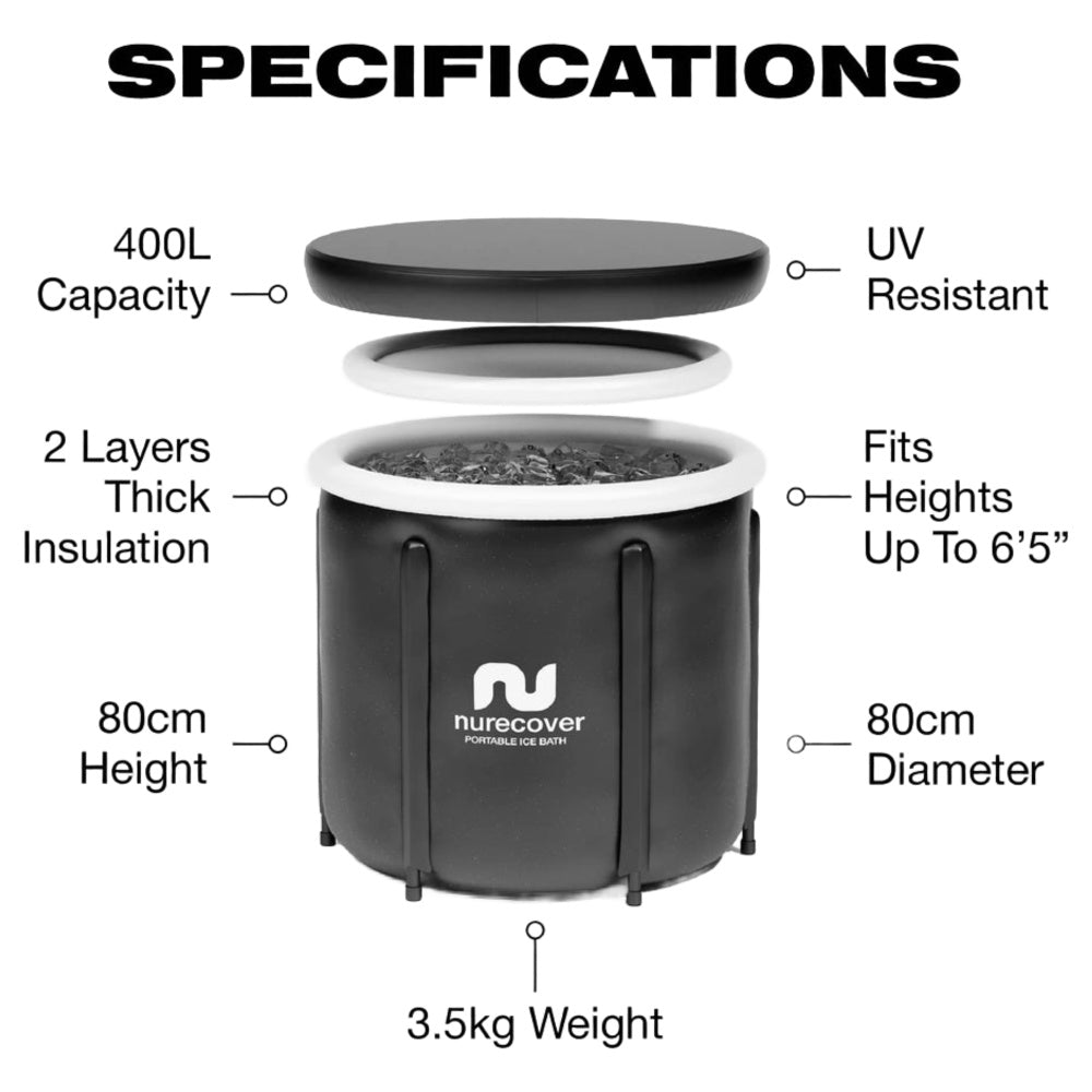 Nurecover | POD Complete Portable Ice Bath (Black/White)