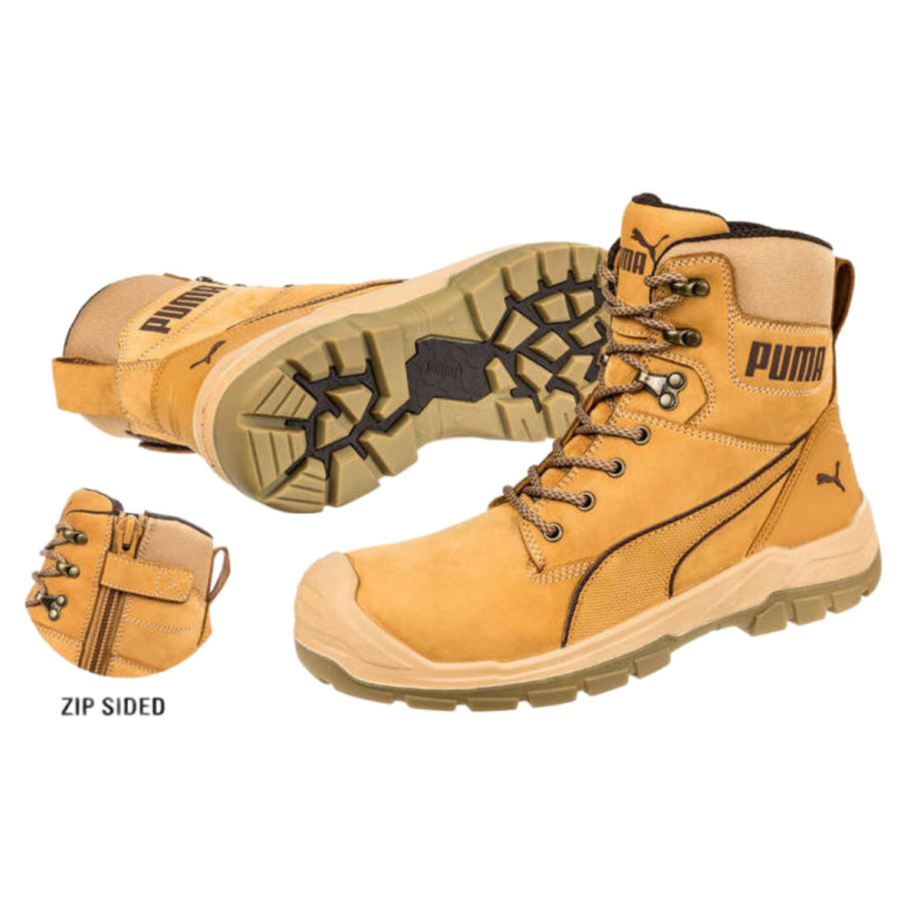 Puma Safety | Mens Conquest Side-Zip Waterproof Composite Toe Safety Boots (Wheat)