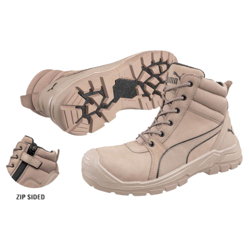Puma Safety | Mens Tornado Mid Side-Zip Composite Toe Safety Boots (Stone)
