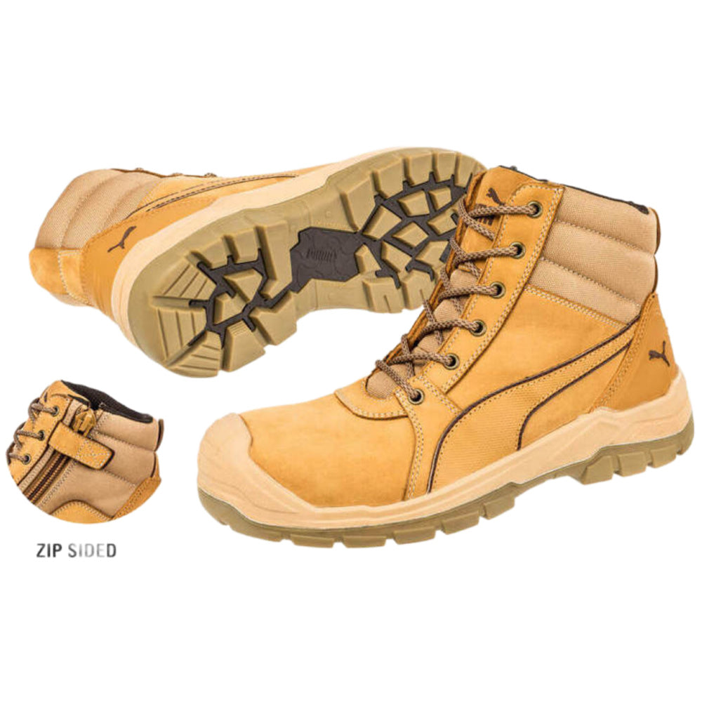 Puma Safety | Unisex Tornado Mid Side-Zip Composite Toe Safety Boots (Wheat)
