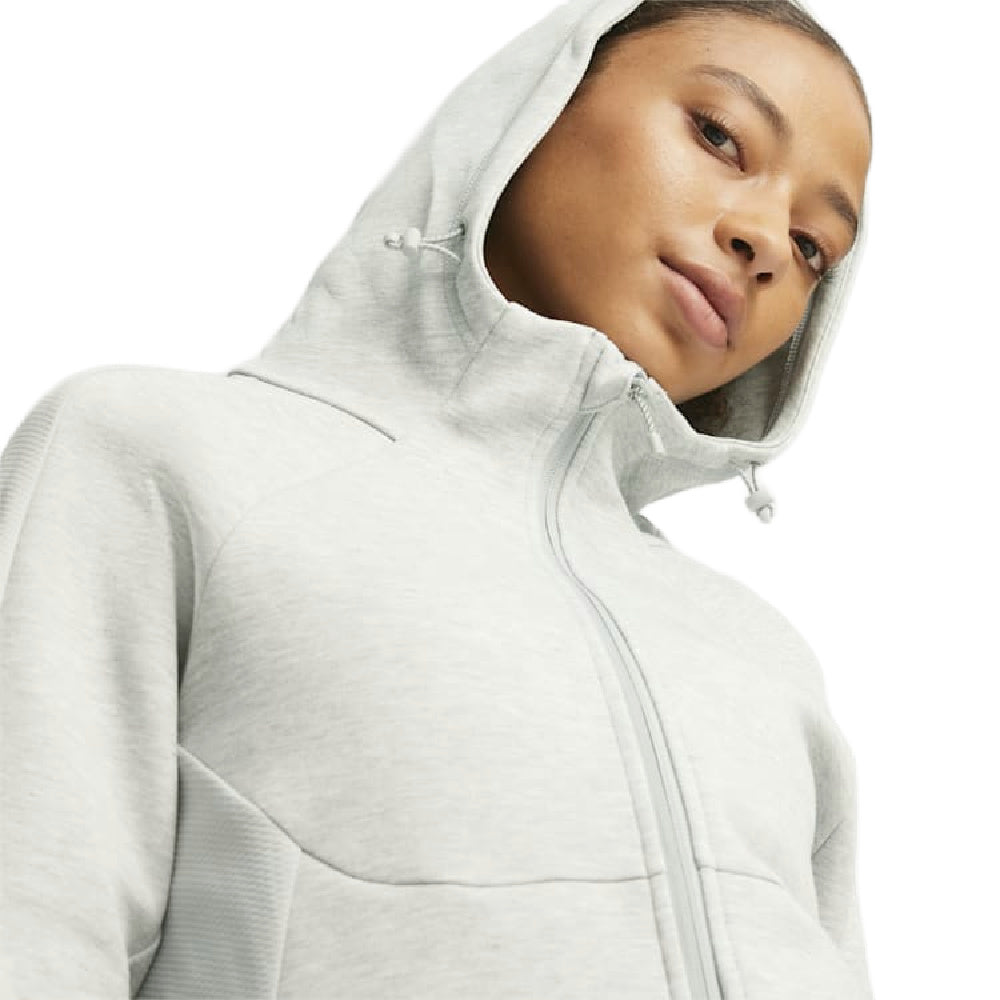 Puma | Womens Evostripe Full-Zip Hoodie (Light Grey Heather)