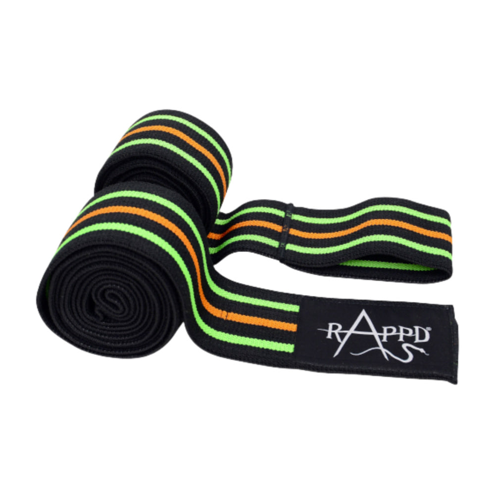 Rappd | Heavy Duty Knee Wraps Brawn Edition (Black/Green/Orange)