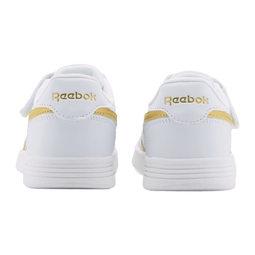 Reebok | Kids Court Advance Elastic Lace and Top Strap (White/Gold)