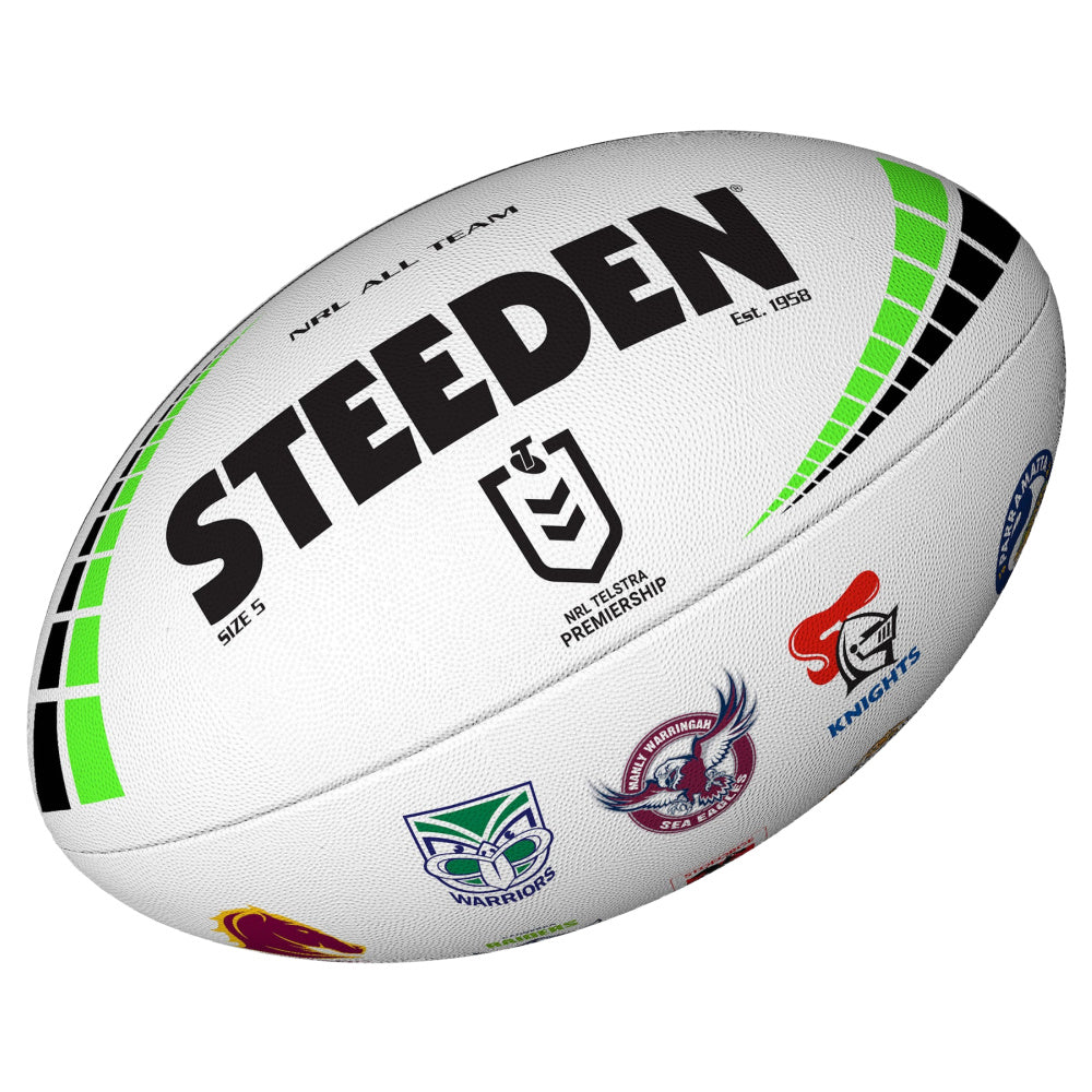 Steeden | NRL All Team Logo Ball Size 5 (White)