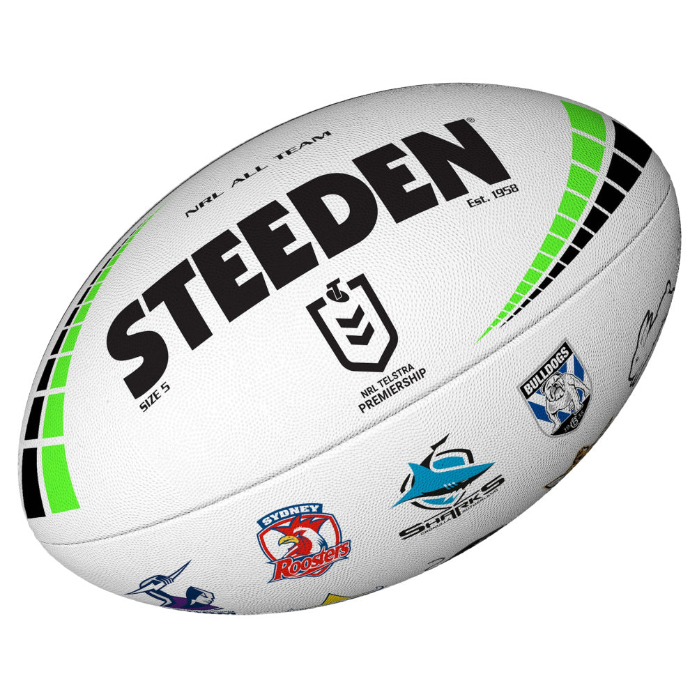 Steeden | NRL All Team Logo Ball Size 5 (White)