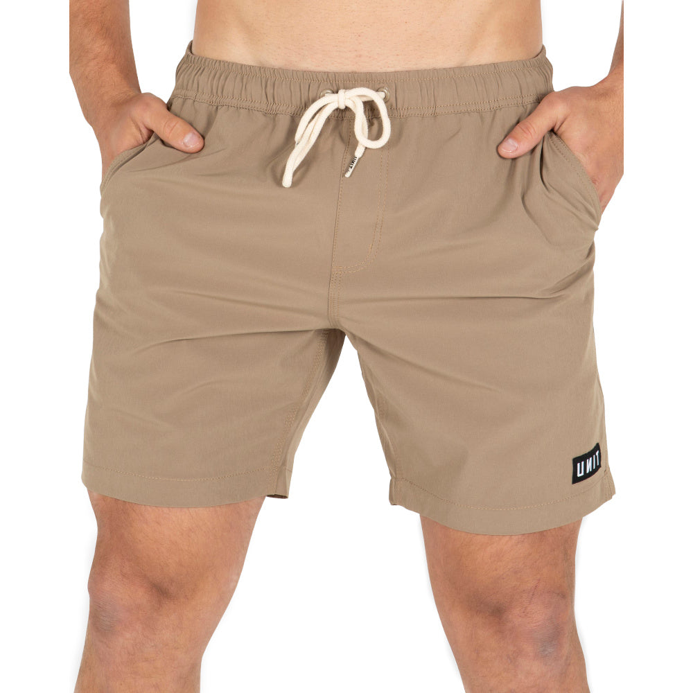 Unit | Mens Block Elastic 16" Shorts (Khaki)