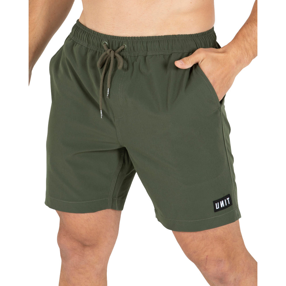 Unit | Mens Block Elastic 16" Shorts (Military)