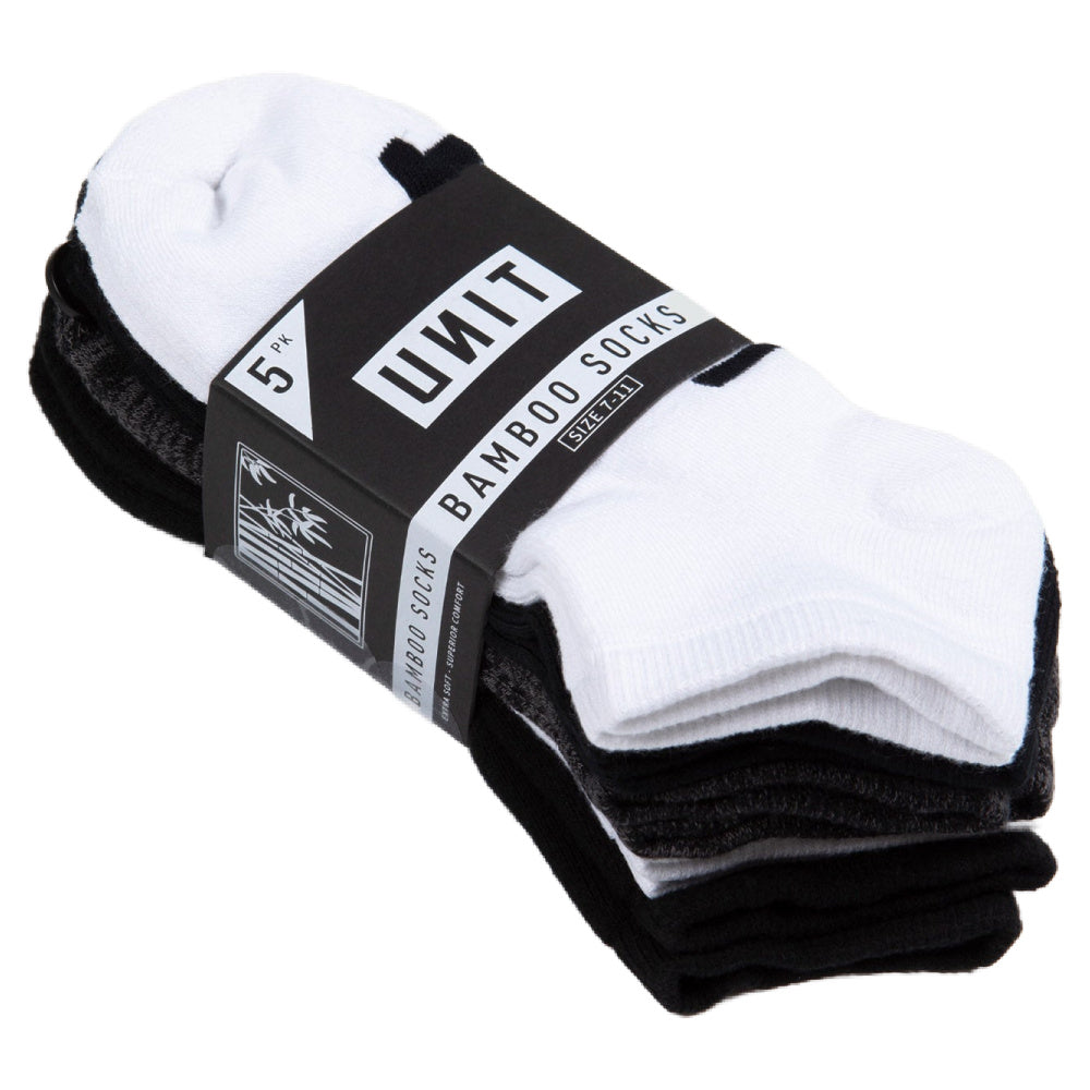 Unit | Mens Essential No Show Bamboo Socks 5 Pack (Multi)