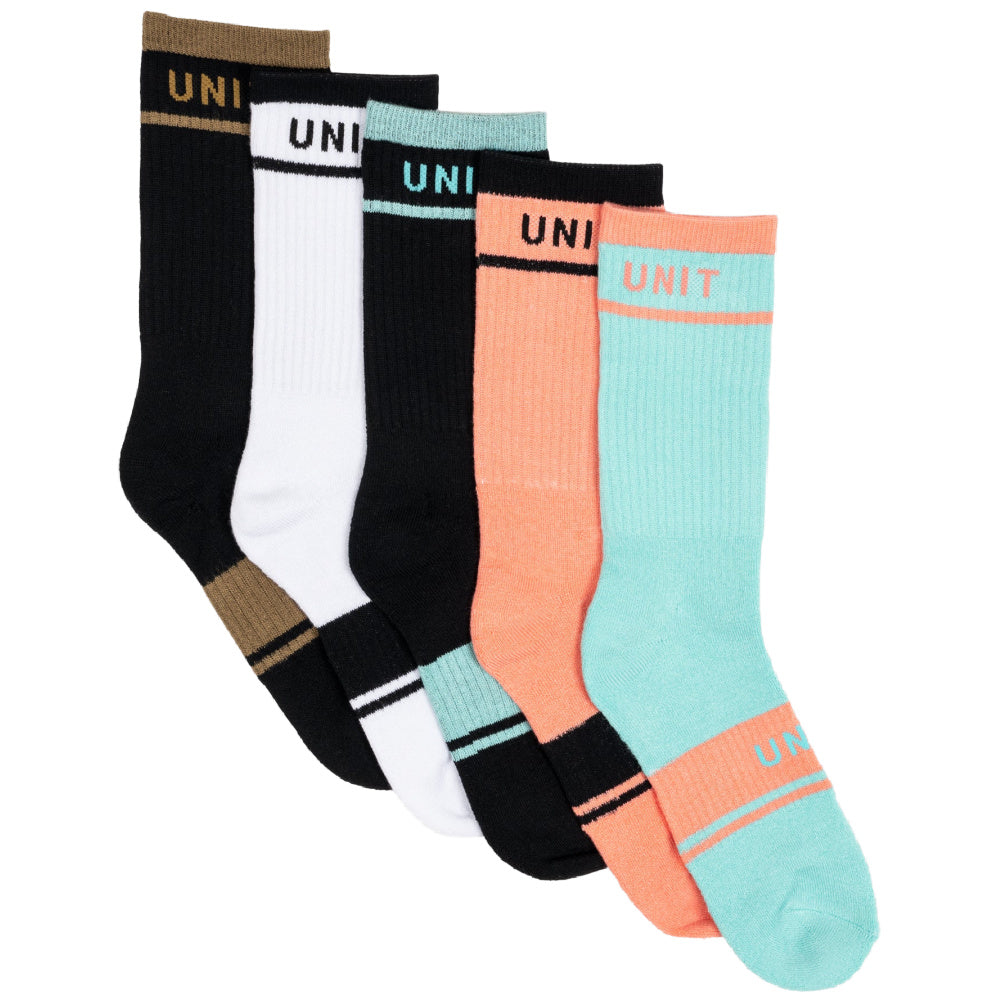 Unit | Womens Equip Hi Lux Bamboo Socks 5 Pack (Multi)