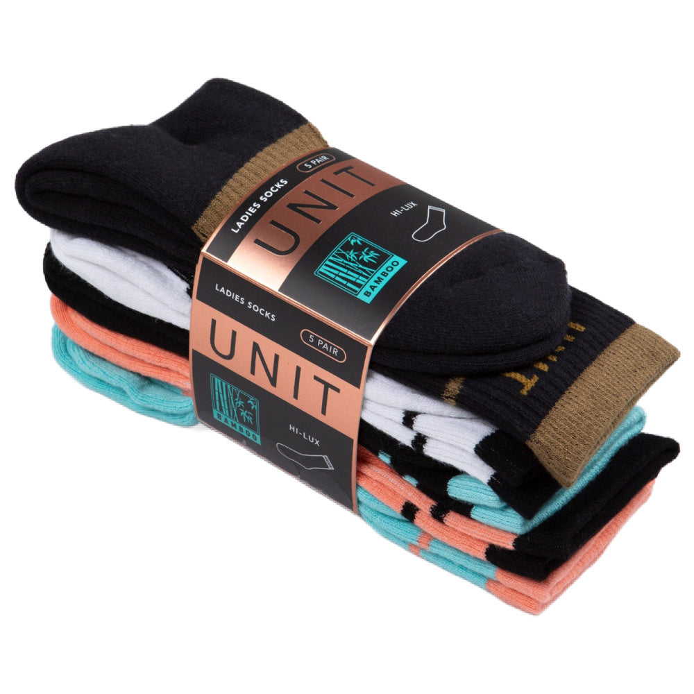Unit | Womens Equip Hi Lux Bamboo Socks 5 Pack (Multi)