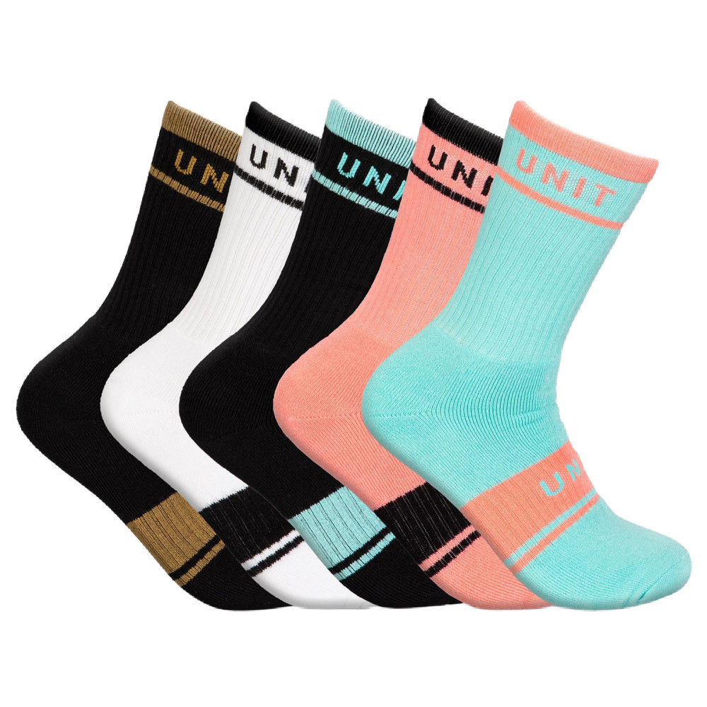Unit | Womens Equip Hi Lux Bamboo Socks 5 Pack (Multi)