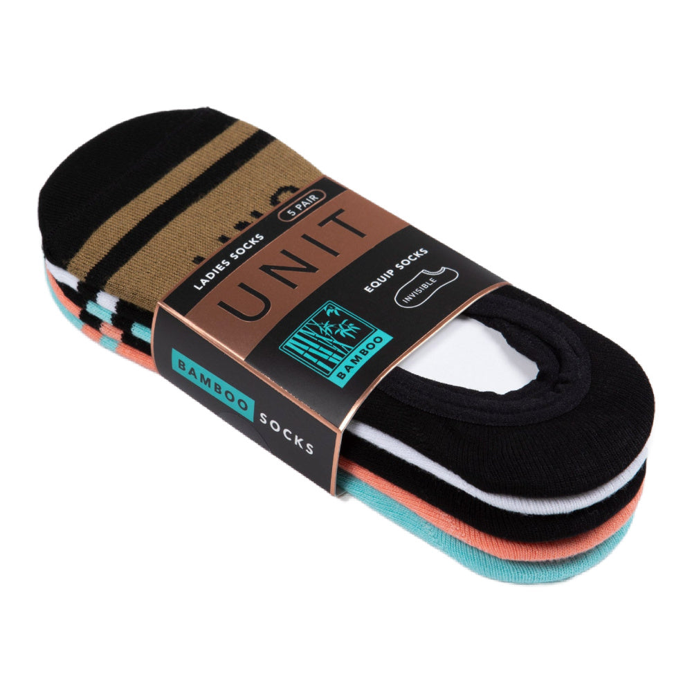 Unit | Womens Equip Invisible Bamboo Socks 5 Pack (Multi)