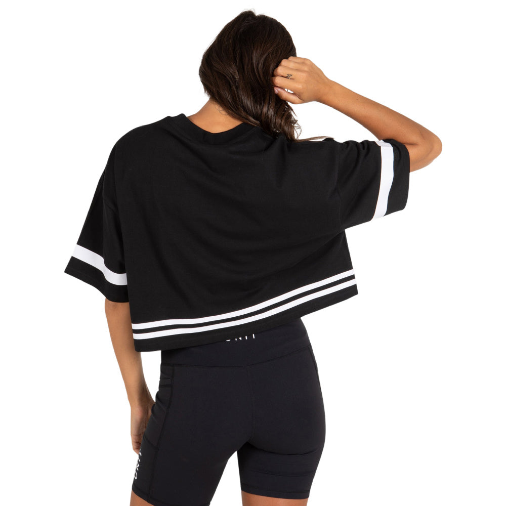Unit | Womens Varsity Oversized Cropped Tee (Black)