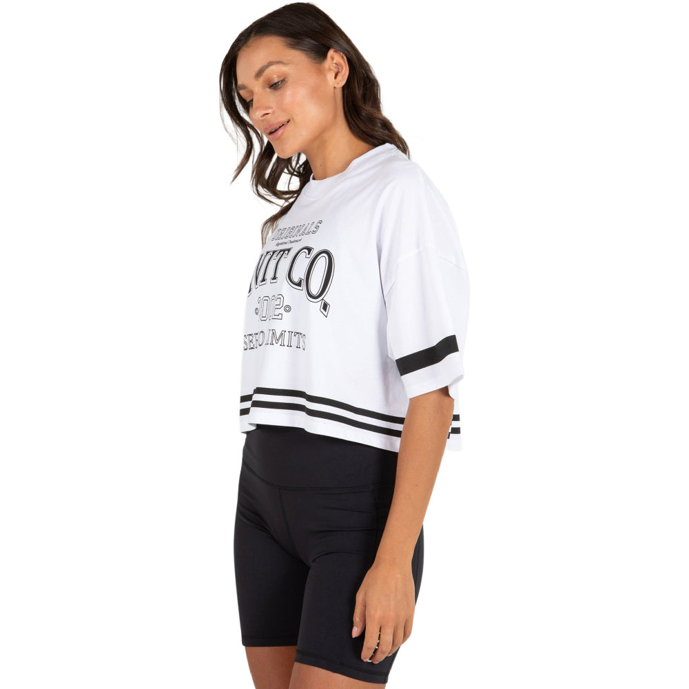 Unit | Womens Varsity Oversized Cropped Tee (White)