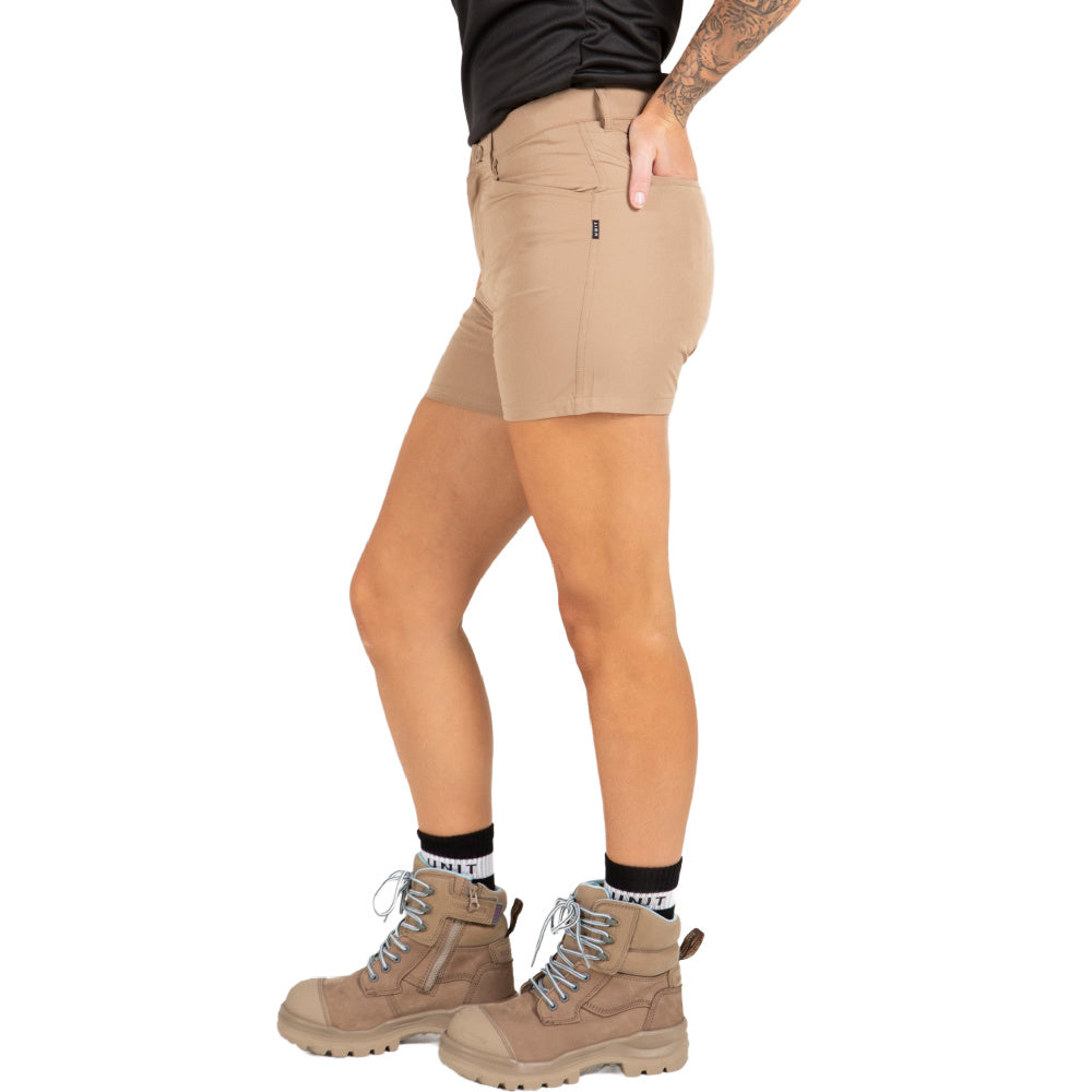 Unit | Womens Workwear Flexlite Shorts (Khaki)