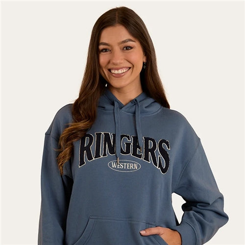 Ringers Western | Womens Middleton Aust. Cotton Fleece Hoodie (Yale Blue/White)