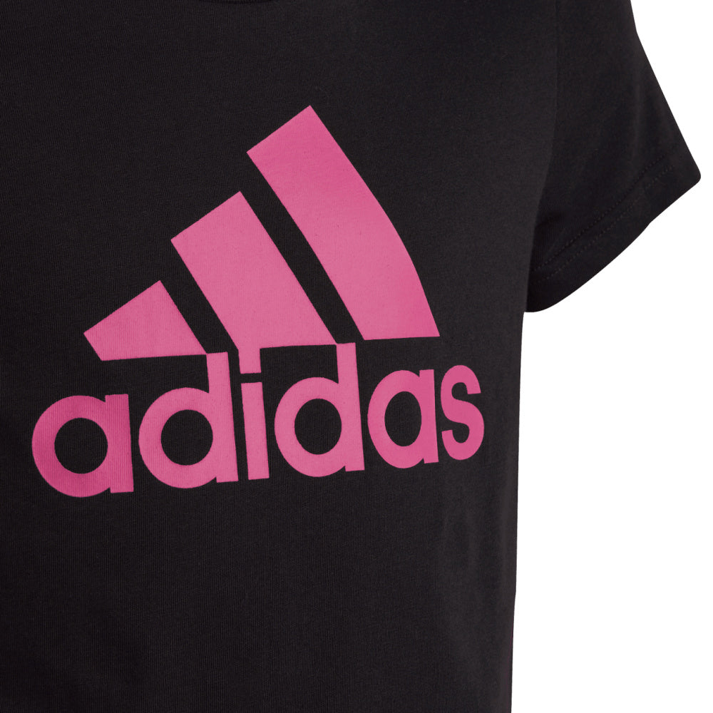Adidas | Girls Big Logo Tee (Black/Semi Lucid Fuchsia)