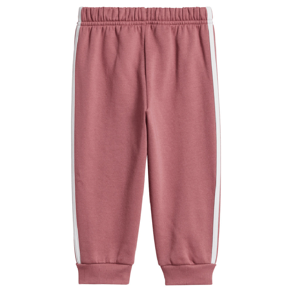 Adidas | Infants Essentials Fleece 3-Stripes Full-Zip Jogger Set (Sandy Pink/White)