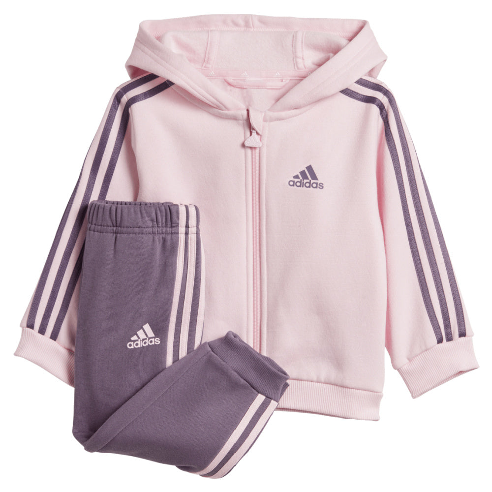 Adidas | Infants Essentials Full-Zip Hooded Jogger Set (Clear Pink/Shadow Violet)