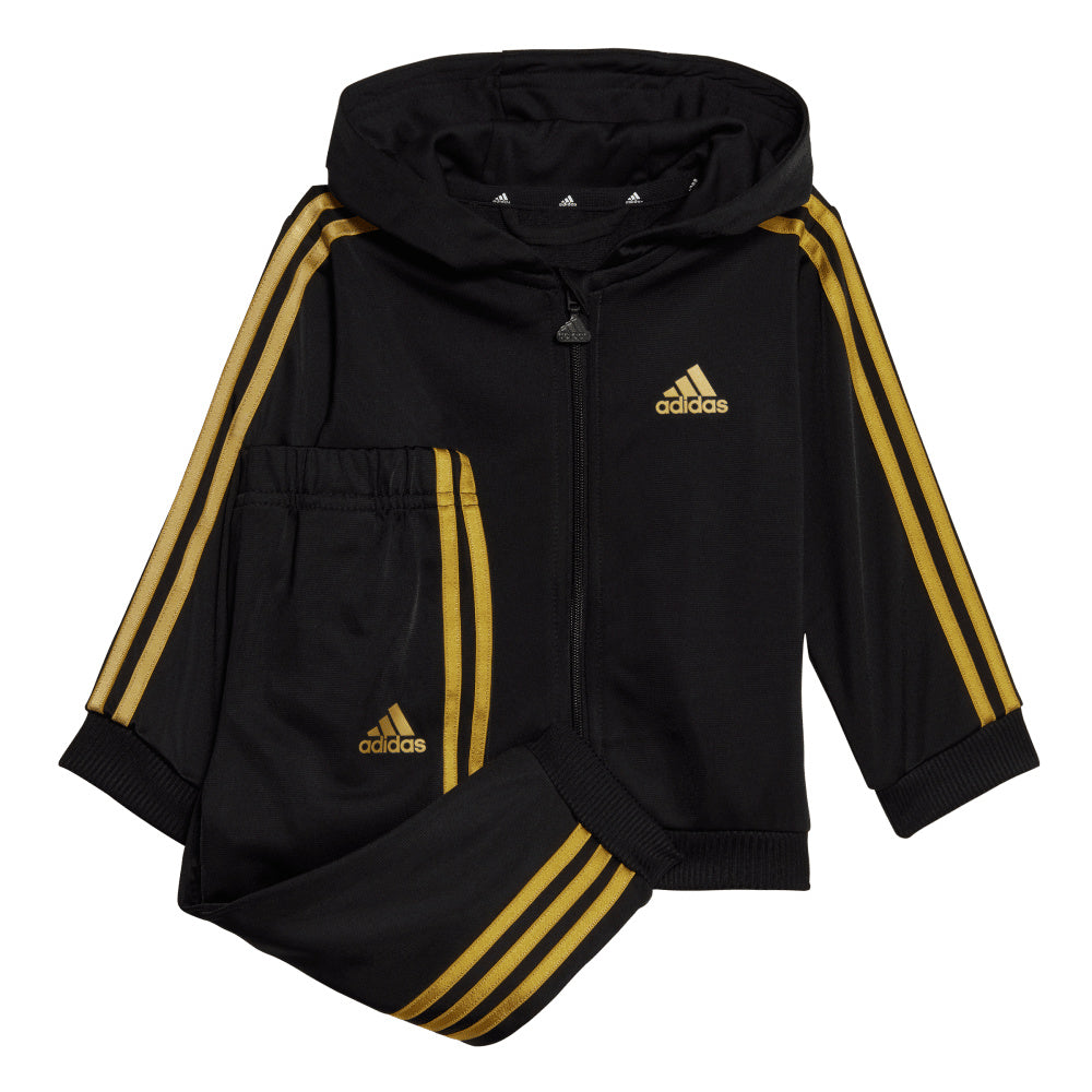 Adidas | Infants Essentials Shiny Hooded Track Suit (Black/Gold Metallic)