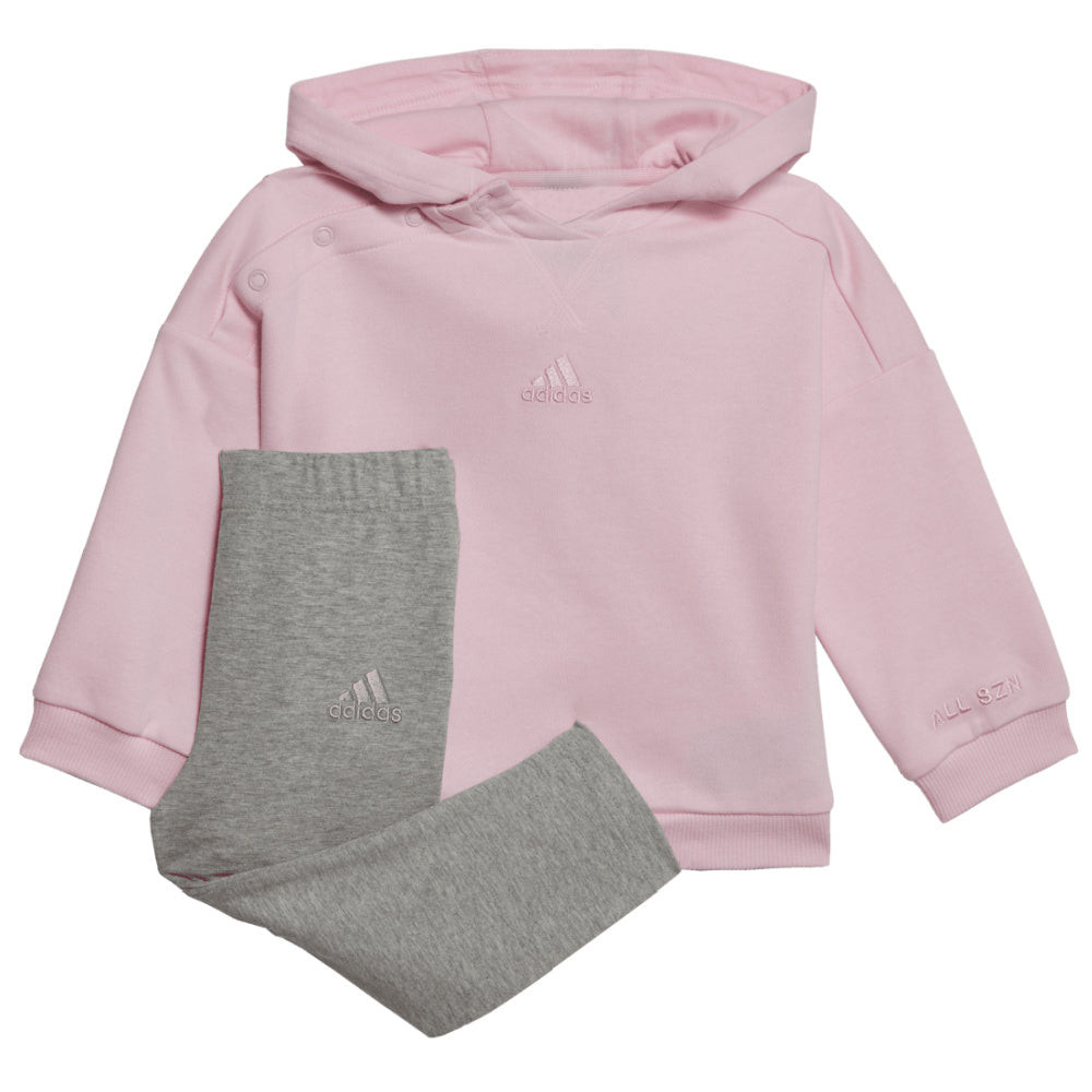 Adidas | Infant Girls Hooded Fleece Track Suit (Pink/Grey)