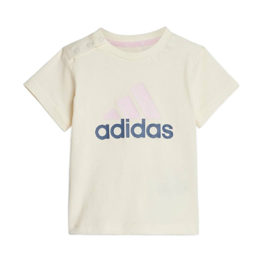 アディダス |幼児用ビッグロゴコットンTシャツセット(アイボリー/ピンク)