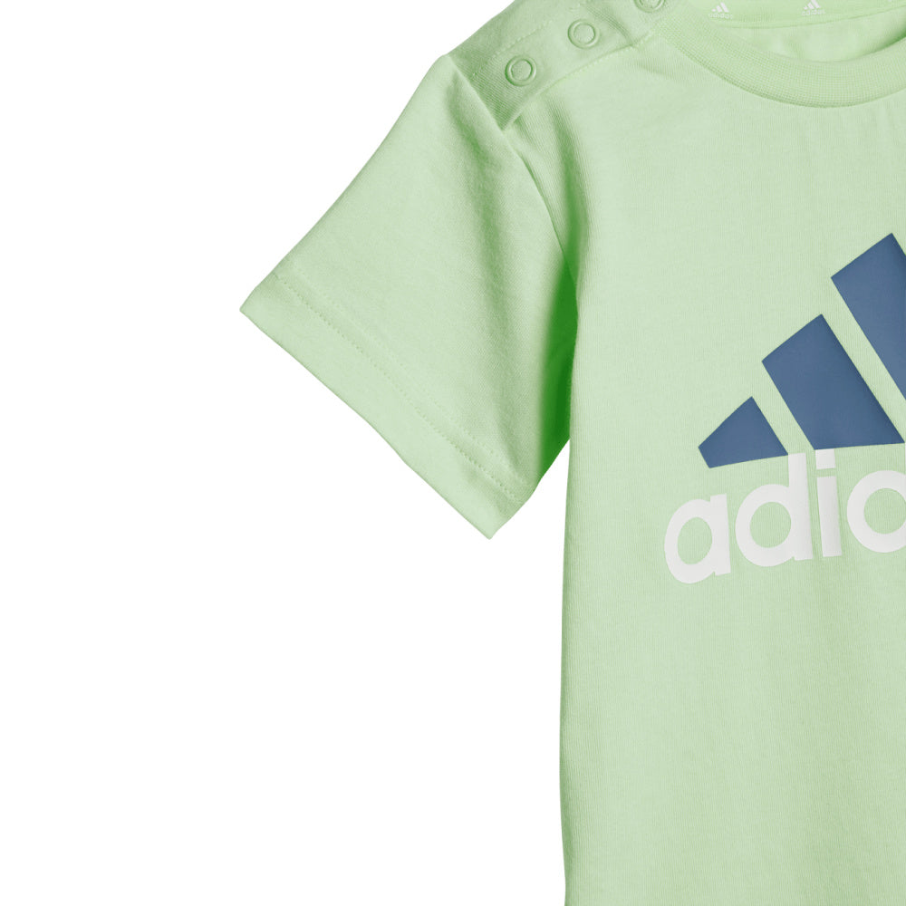 Adidas | Infants Essentials Big Logo Organic Cotton Tee Set (Semi Green Spark/Preloved Ink)