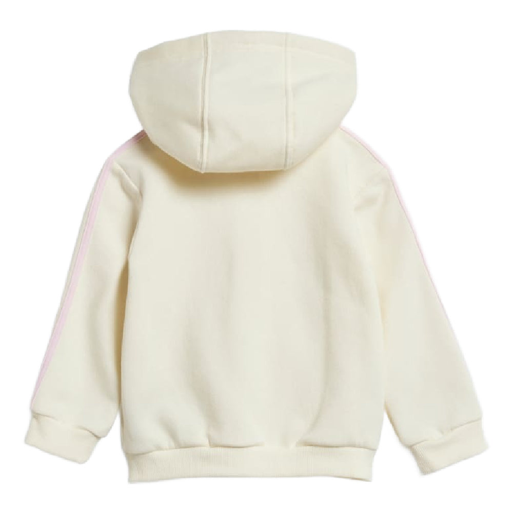 Adidas | Infants Essentials Fleece 3-Stripes Full-Zip Jogger Set (Ivory/Clear Pink)