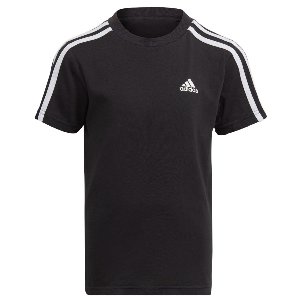 Adidas | Little Kids Unisex 3-Stripes Cotton Tee (Black/White)