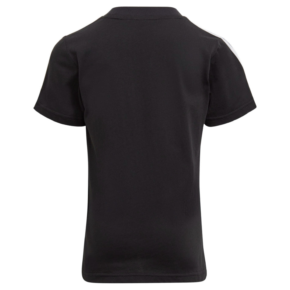 Adidas | Little Kids Unisex 3-Stripes Cotton Tee (Black/White)