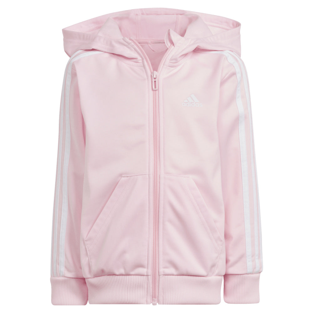 Adidas | Little Kids Unisex 3-Stripe Shiny Track Suit (Pink/White)