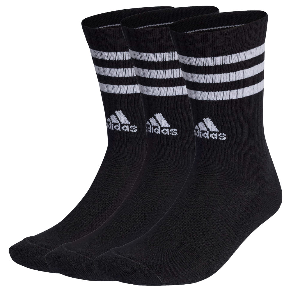Adidas | Unisex 3-Stripe Crew Socks (Black/White)