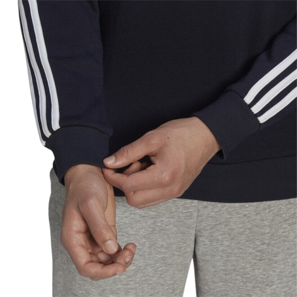 Adidas | Mens Essentials Fleece 3-Stripes Sweatshirt (Navy/White)