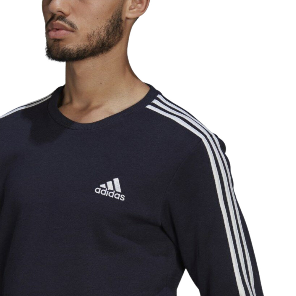 Adidas | Mens Essentials Fleece 3-Stripes Sweatshirt (Navy/White)