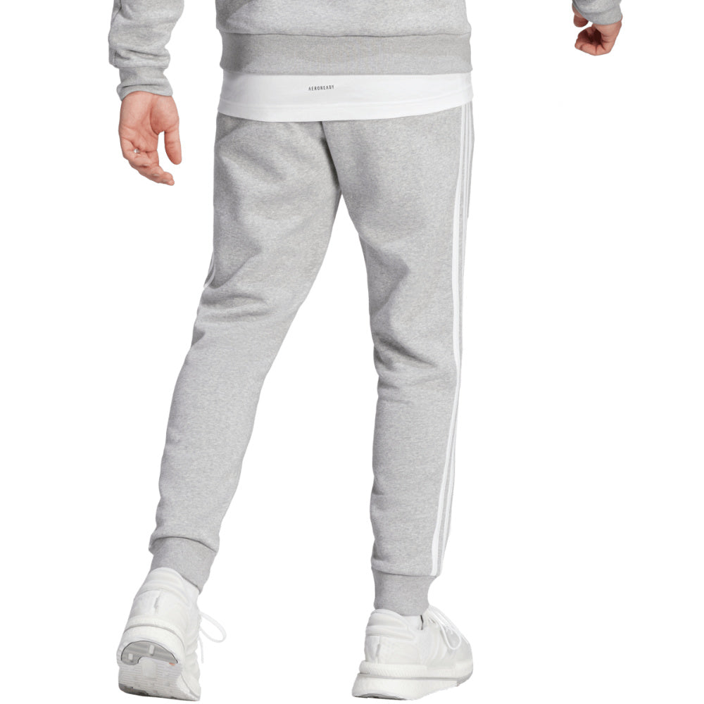 Adidas | Mens Essentials Fleece 3-Stripes Tapered Cuff Pant (Medium Grey Heather/White)