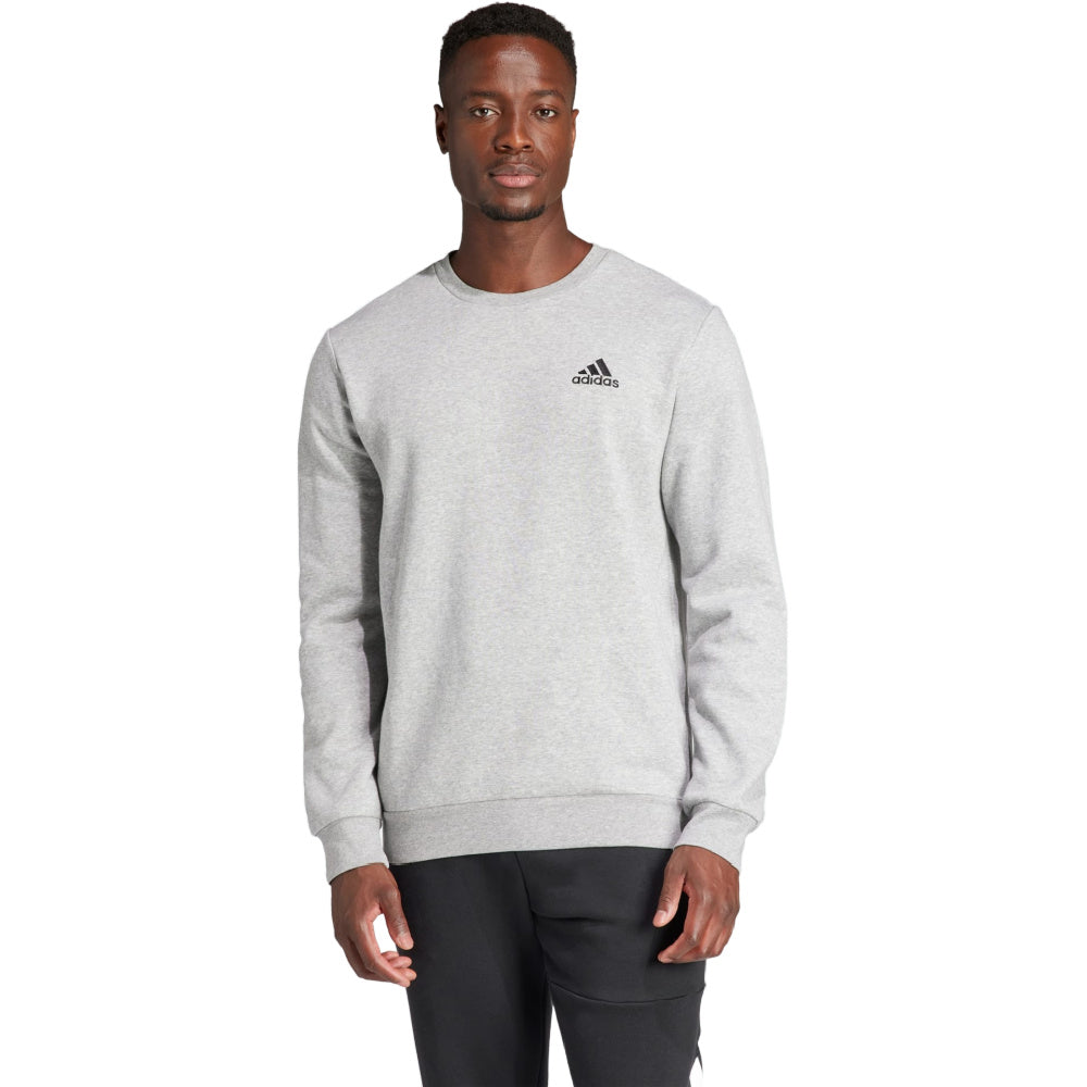 Adidas | Mens Feelcozy Essentials Fleece Sweatshirt (Medium Grey Heather/Black)