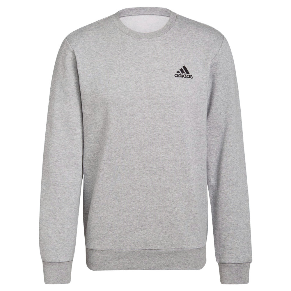 Adidas | Mens Feelcozy Essentials Fleece Sweatshirt (Medium Grey Heather/Black)