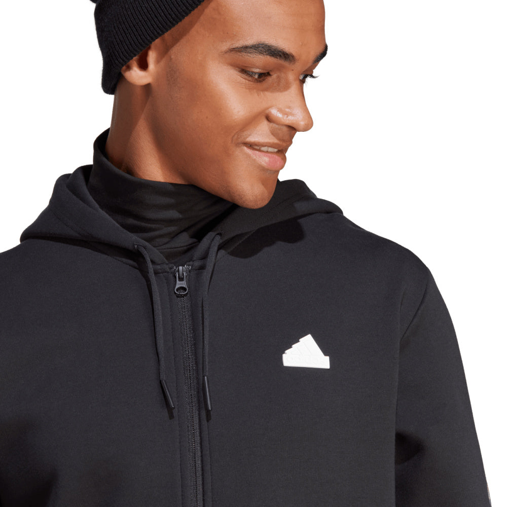 Adidas | Mens Future Icons 3-Stripes Full-Zip Hoodie (Black/White)