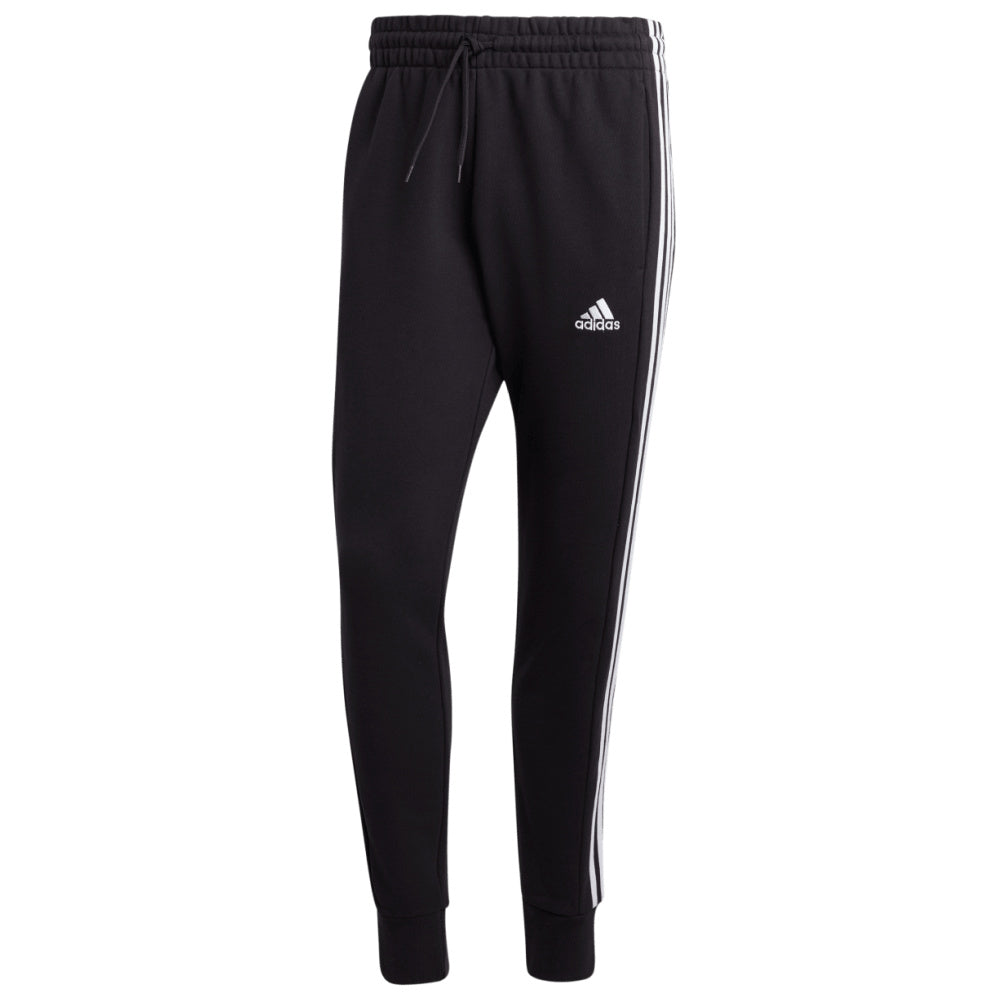 Adidas | Mens Essentials French Terry Tapered Cuff 3-Stripes Pant (Black/White)
