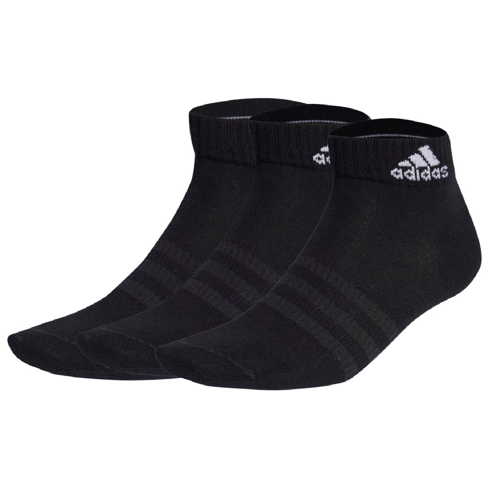 Adidas | Unisex Thin & Light Ankle Socks 3 Pack (Black/White)