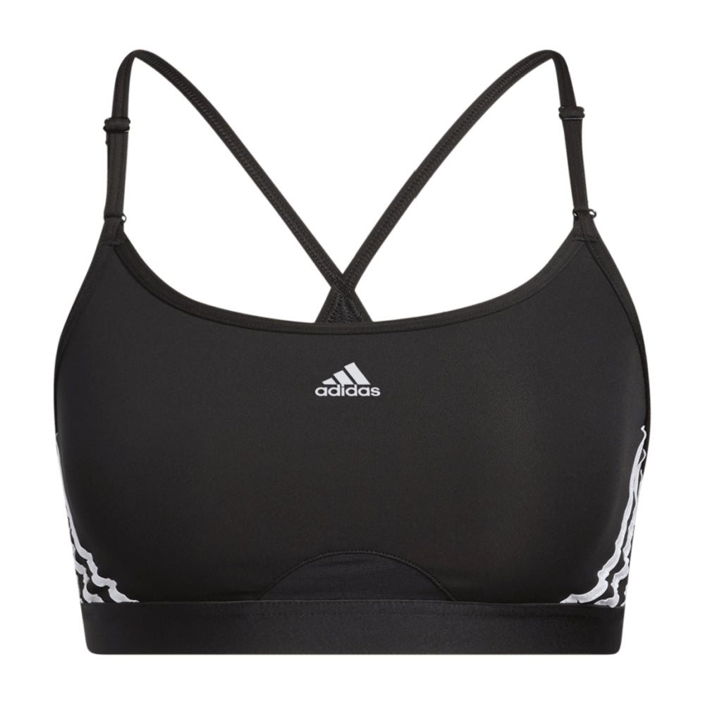 Adidas | Womens Aero React Light-Support 3-Stripes Bra (Black/White)