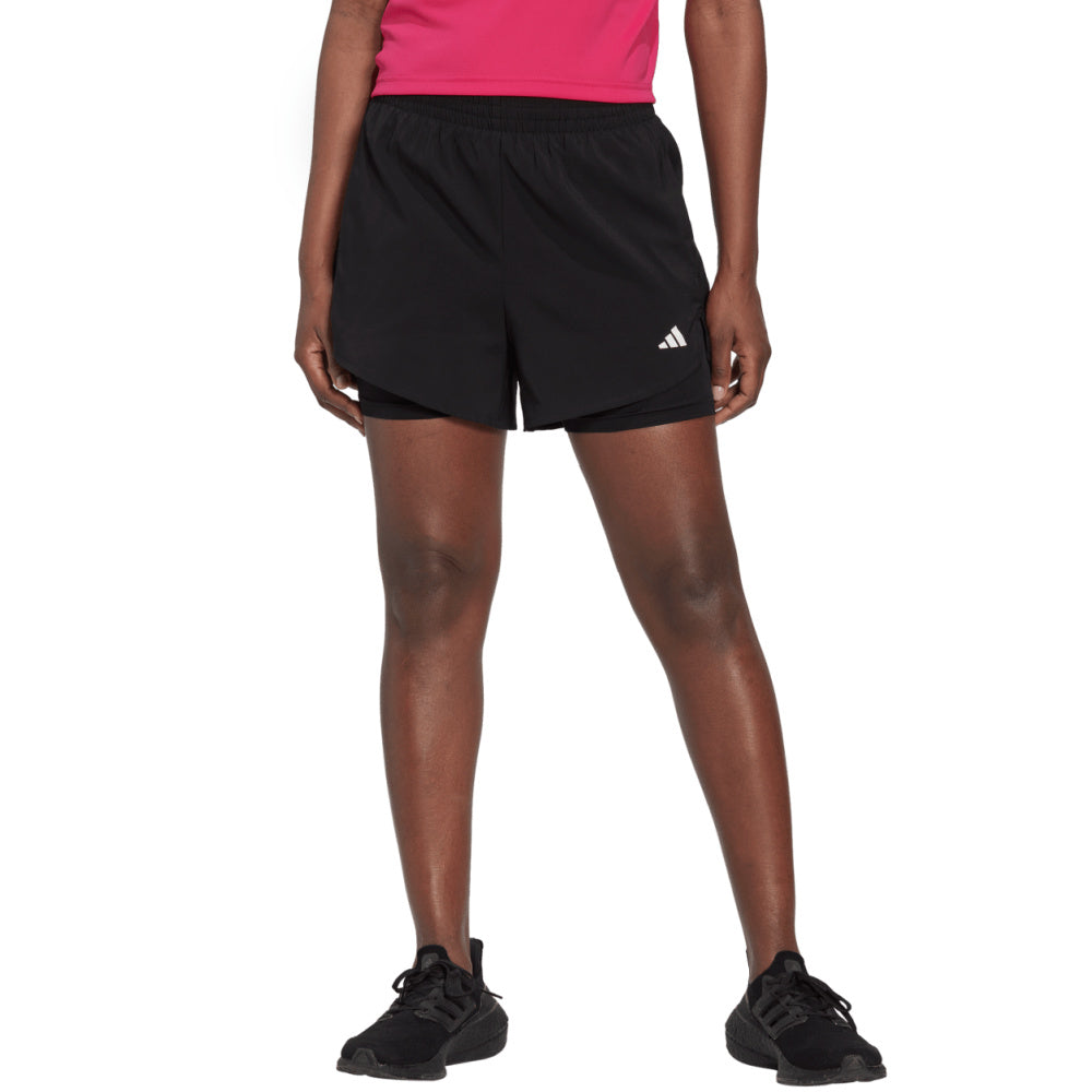 Adidas | Womens Aeroready Training Minimal Two-In-One Shorts (Black/White)