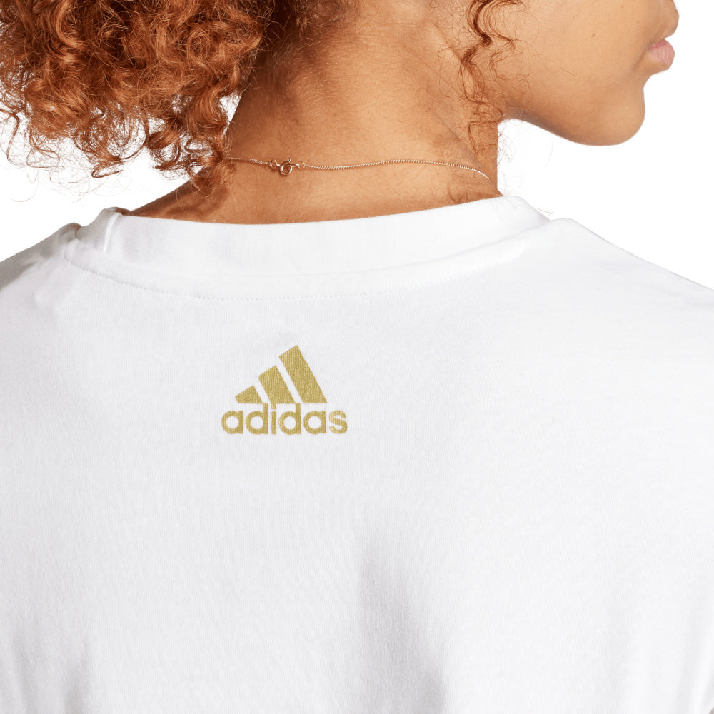Adidas | Womens Brand Love Graphic Tee (White/Gold Metallic)