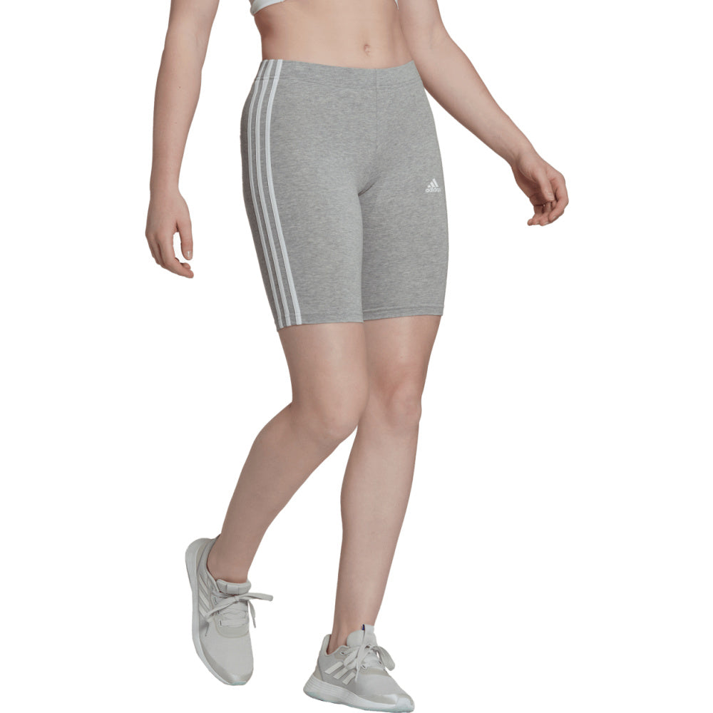 Adidas | Womens Essentials 3-Stripes Bike Shorts (Medium Grey/White)
