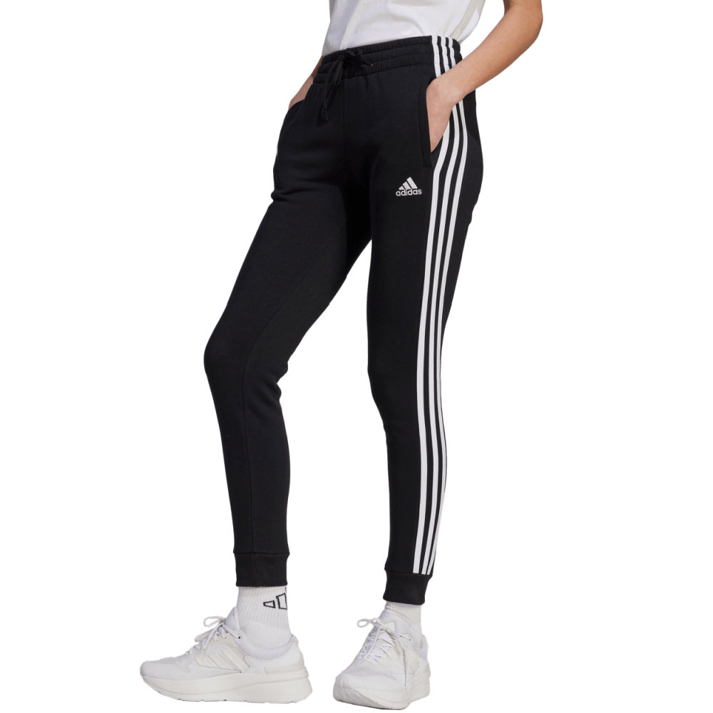 Adidas | Womens Essentials 3-Stripes Fleece Pants (Black/White)