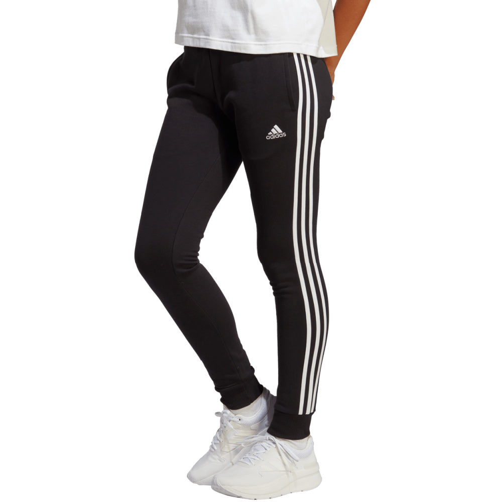 Adidas | Womens Essentials 3-Stripes French Terry Cuffed Pants (Black/White)