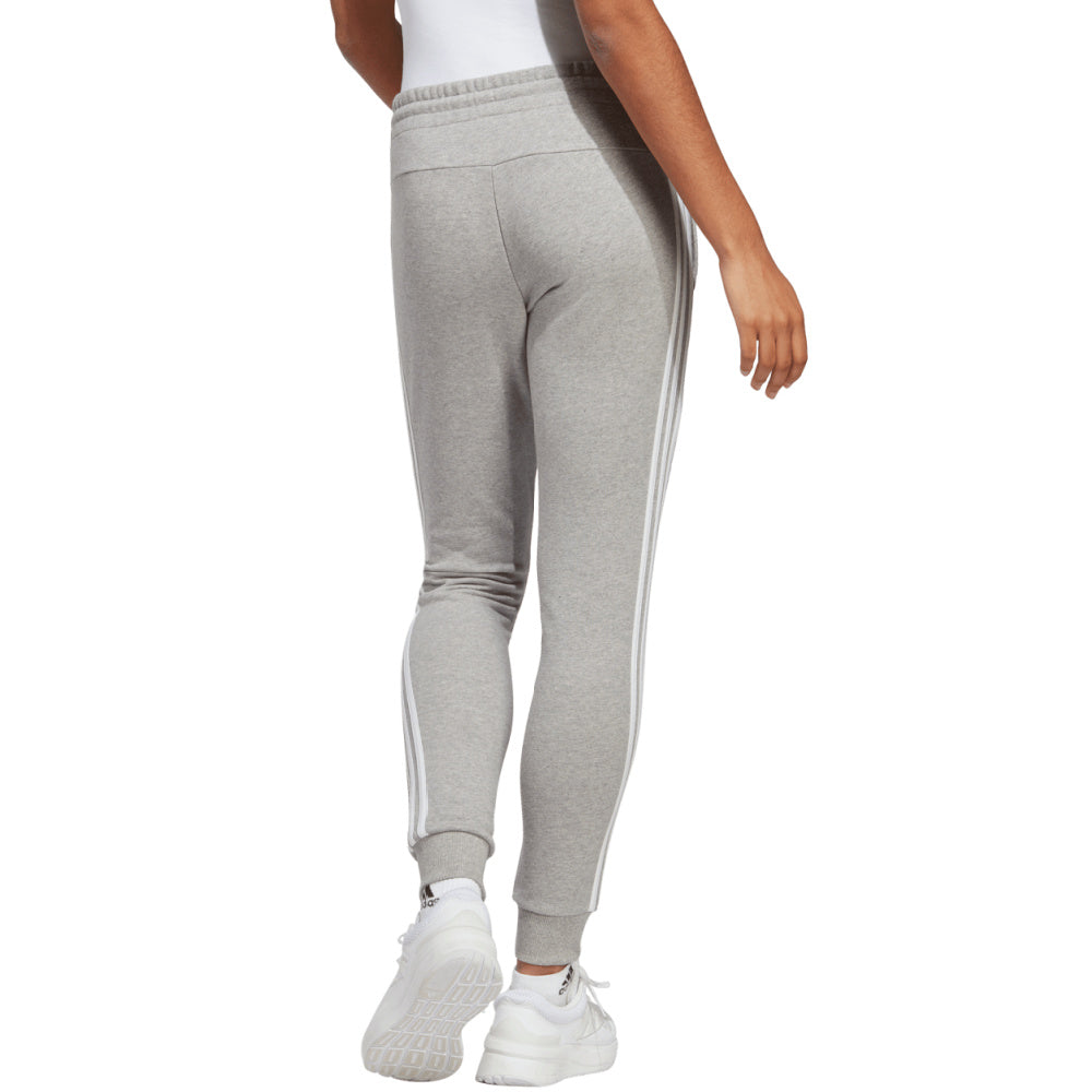 Adidas | Womens Essentials 3-Stripes French Terry Cuffed Pants (Medium Grey Heather/White)