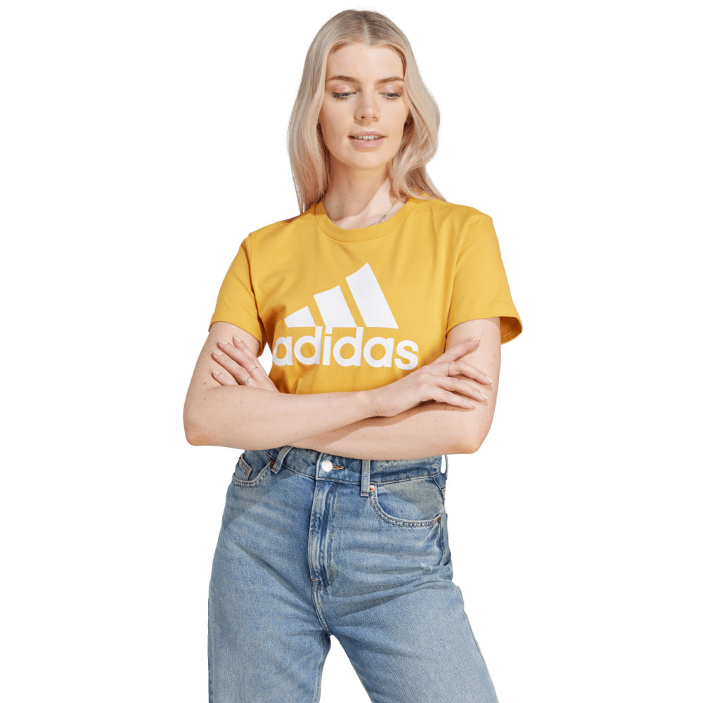 Adidas | Womens Essentials Big Logo Tee (Preloved Yellow/White)