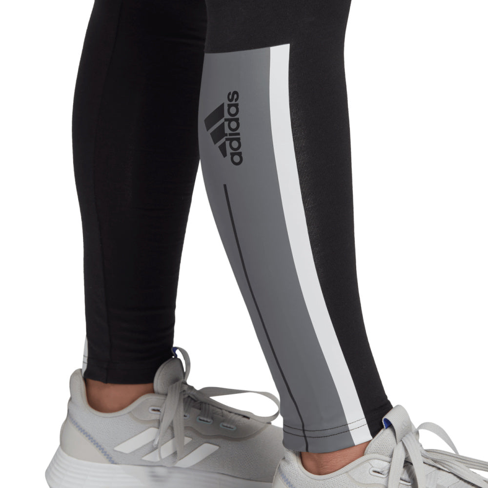 Adidas | Womens Pinstripe Bluv Q4 Legging (Black/Grey/White)